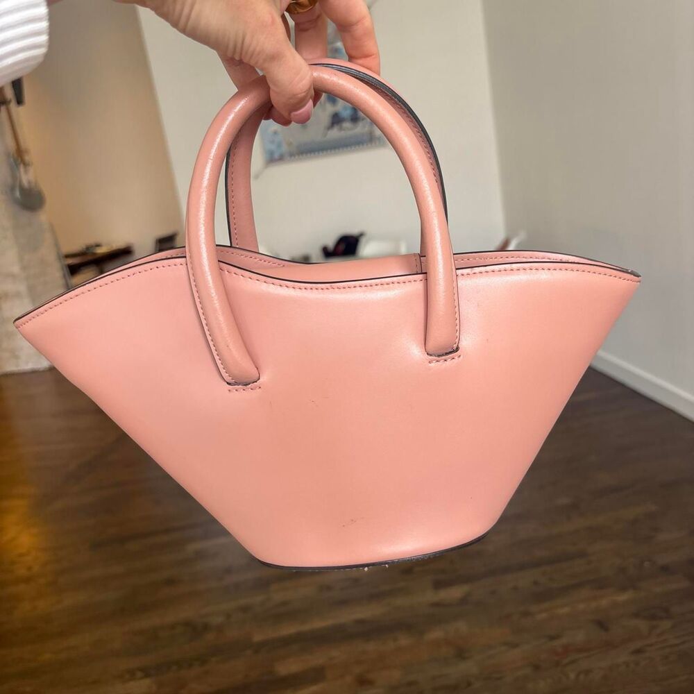 Little Liffner Chained Tulip Tote with shoulder chain in Pink leather